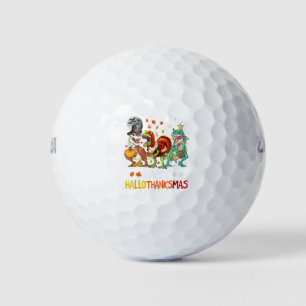 Happy Hallothanksmas Dinosaur T-Rex Halloween Chri Golf Balls