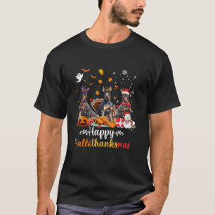 Happy Hallothanksmas Doberman Dog Halloween Christ T-Shirt