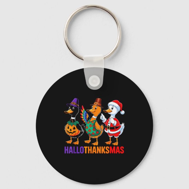 Happy Hallothanksmas Duck Lover Halloween Merry Ch Key Ring (Front)