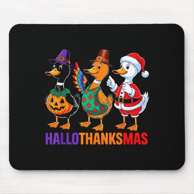 Happy Hallothanksmas Duck Lover Halloween Merry Ch Mouse Pad (Front)
