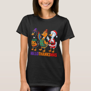 Happy Hallothanksmas Duck Lover Halloween Merry Ch T-Shirt