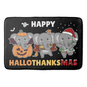 Happy Hallothanksmas Elephant Christmas Elephant B Bath Mat