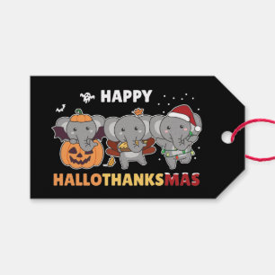 Happy Hallothanksmas Elephant Christmas Elephant Gift Tags
