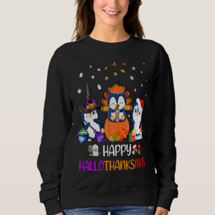 Happy HalloThanksMas Fall Pumpkin Penguin Sweatshirt