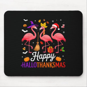 Happy Hallothanksmas Flamingo Lover Halloween Than Mouse Pad