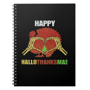 Happy Hallothanksmas Fun Holiday Season Mashup Notebook