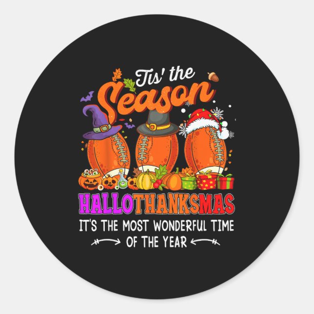Happy Hallothanksmas Funny Halloween Thanksgiving  Classic Round Sticker (Front)