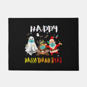 Happy Hallothanksmas Funny Halloween Thanksgiving Doormat