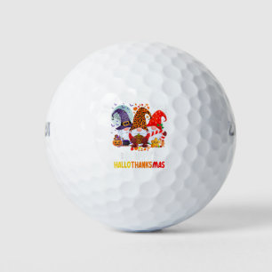 Happy Hallothanksmas Funny Halloween Thanksgiving Golf Balls