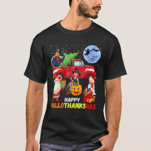 Happy Hallothanksmas Funny Halloween Thanksgiving T-Shirt