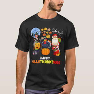 Happy Hallothanksmas Funny Halloween Thanksgiving T-Shirt