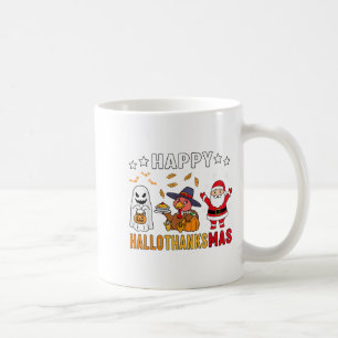 Happy Hallothanksmas Ghost Turkey Pumpkin Christma Coffee Mug