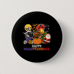 Happy Hallothanksmas Gnome Halloween Thanksgiving  6 Cm Round Badge