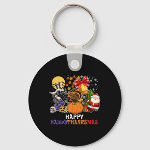 Happy Hallothanksmas Gnome Halloween Thanksgiving  Key Ring