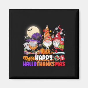 HAPPY HALLOTHANKSMAS GNOME Halloween Thanksgiving Magnet