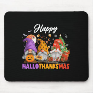 Happy Hallothanksmas Gnome Halloween Thanksgiving Mouse Pad
