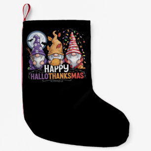 Happy HalloThanksMas Gnomes Halloween Christmas Small Christmas Stocking