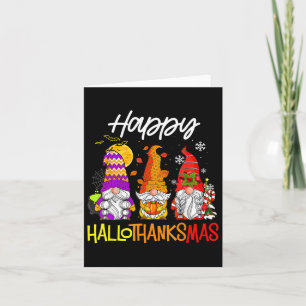 Happy Hallothanksmas Gnomes Halloween Thanksgiving Card