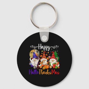 Happy Hallothanksmas Gnomes Halloween Thanksgiving Key Ring