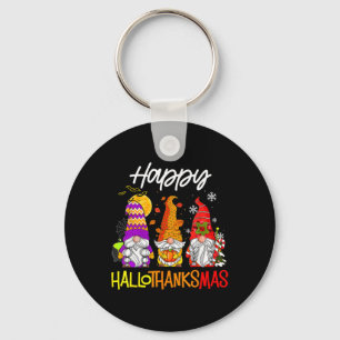 Happy Hallothanksmas Gnomes Halloween Thanksgiving Key Ring