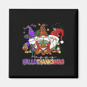Happy Hallothanksmas Gnomes Halloween Thanksgiving Magnet