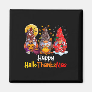 Happy Hallothanksmas Gnomes Halloween Thanksgiving Magnet