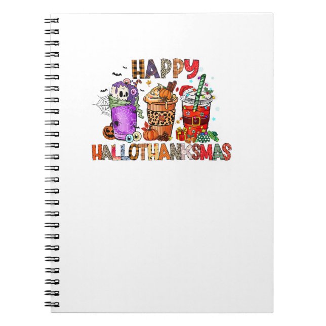 Happy Hallothanksmas Gnomes Halloween Thanksgiving Notebook (Front)