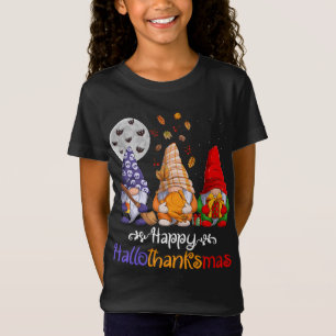 Happy HalloThanksMas Gnomes Halloween Thanksgiving T-Shirt