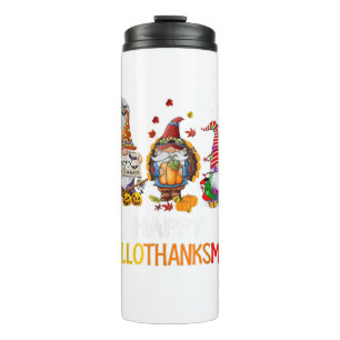 Happy Hallothanksmas Gnomes Halloween Thanksgiving Thermal Tumbler