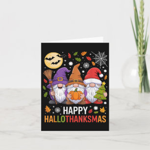Happy Hallothanksmas Gnomes Lover Halloween Merry  Card