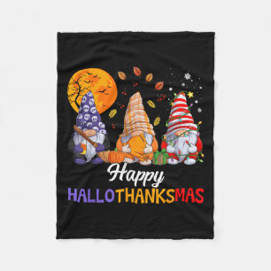 Happy Hallothanksmas Gnomes Lover Halloween Merry Fleece Blanket