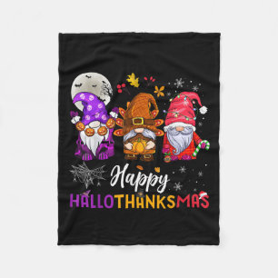 Happy Hallothanksmas Gnomes Lover Halloween Merry Fleece Blanket
