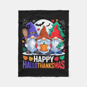 Happy Hallothanksmas Gnomes Lover Halloween Merry Fleece Blanket
