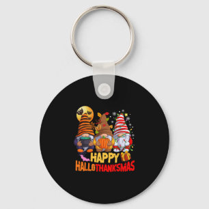 Happy Hallothanksmas Gnomes Lover Halloween Merry  Key Ring