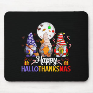 Happy Hallothanksmas Gnomes Lover Halloween Merry  Mouse Pad