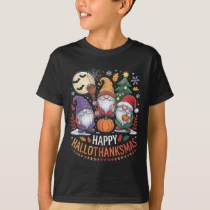 Happy Hallothanksmas Gnomes Lover Halloween Merry T-Shirt