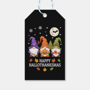 Happy Hallothanksmas Gnomes Lover Halloween Xmas Gift Tags