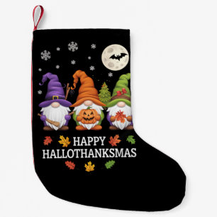 Happy Hallothanksmas Gnomes Lover Halloween Xmas Small Christmas Stocking