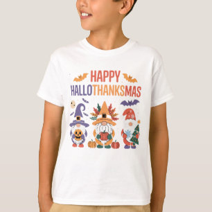 Happy Hallothanksmas Gnomes Lover Halloween xmas T-Shirt