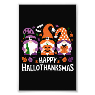 Happy Hallothanksmas Gnomes Lover Merry Christmas Photo Print