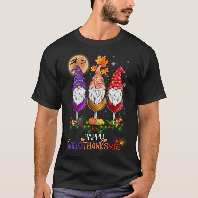 Happy Hallothanksmas Gnomes T-Shirt (Front)