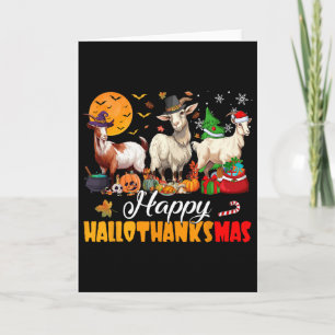 Happy Hallothanksmas Goat Halloween Thanksgiving C Card