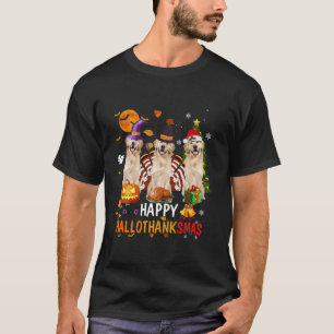 Happy Hallothanksmas Golden Retriever Halloween Th T-Shirt