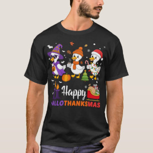 Happy Hallothanksmas Goose Halloween Thanksgiving T-Shirt