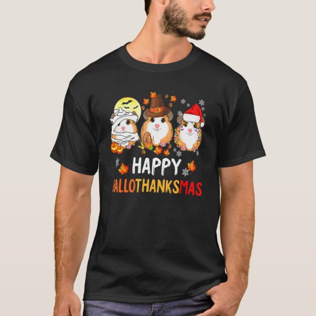 Happy Hallothanksmas Guinea Pigs T-Shirt (Front)