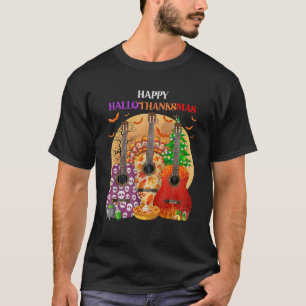 Happy HalloThanksMas Guitar Halloween Thanksgiving T-Shirt