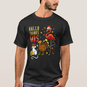 happy hallothanksmas halloween catthanksgiving tur T-Shirt