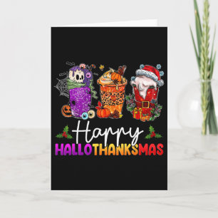 Happy Hallothanksmas Halloween Coffee Latte Thanks Card