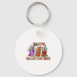 Happy Hallothanksmas Halloween Coffee Latte Thanks Key Ring