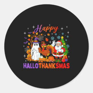 Happy Hallothanksmas Halloween Thanksgiving 67 Chr Classic Round Sticker